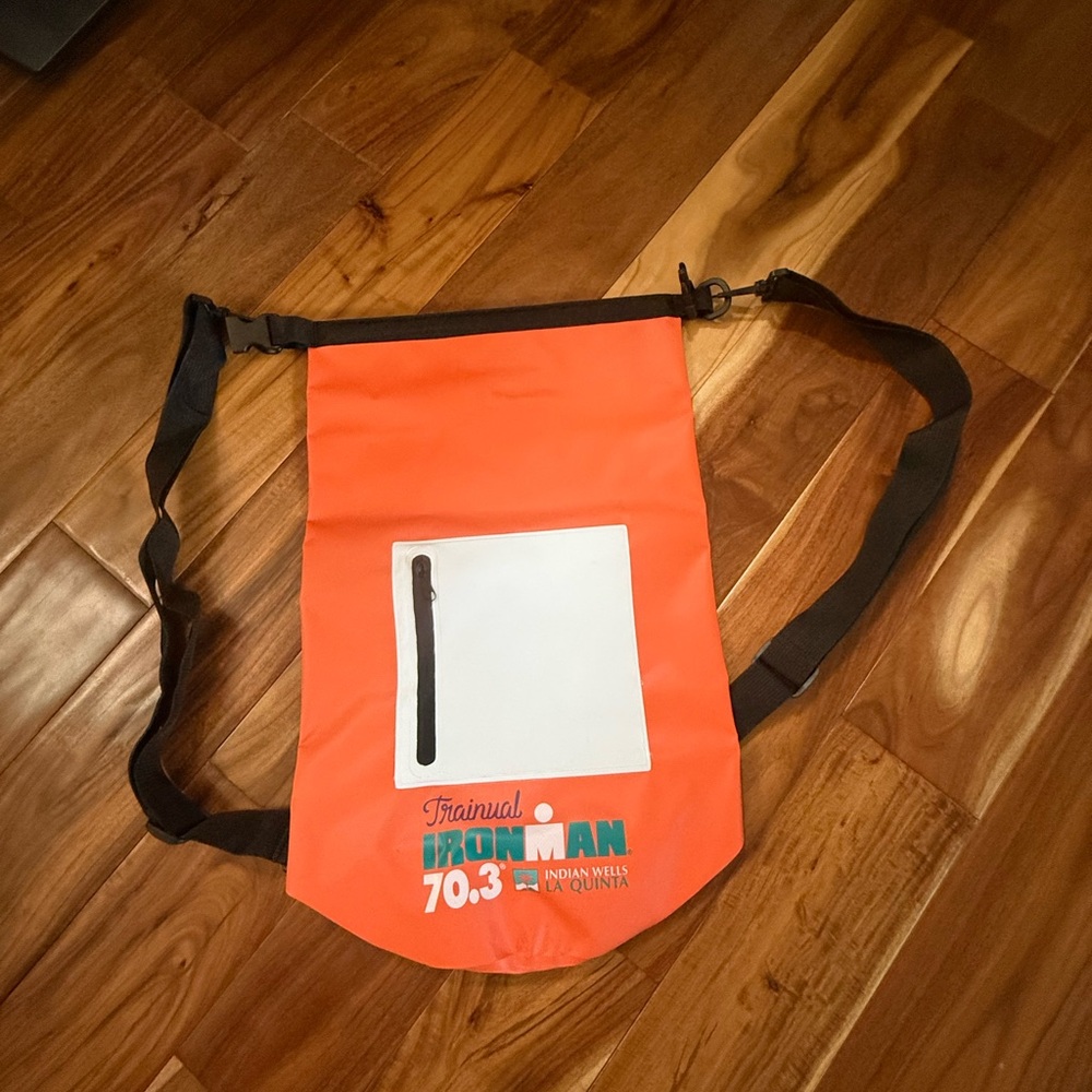 Iron Man 70.3 Indian Wells La Quinta Vibrant Orange Waterproof Backpack.